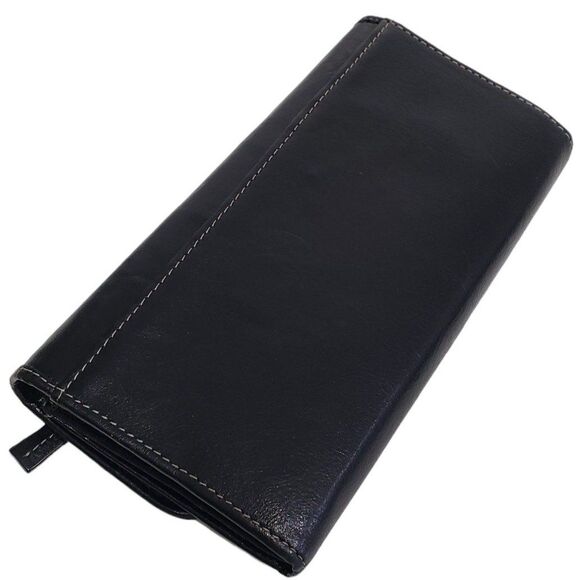 Women's Genuine Leather Black Wallet; Approx 8 x 4 - Picture 3 of 10